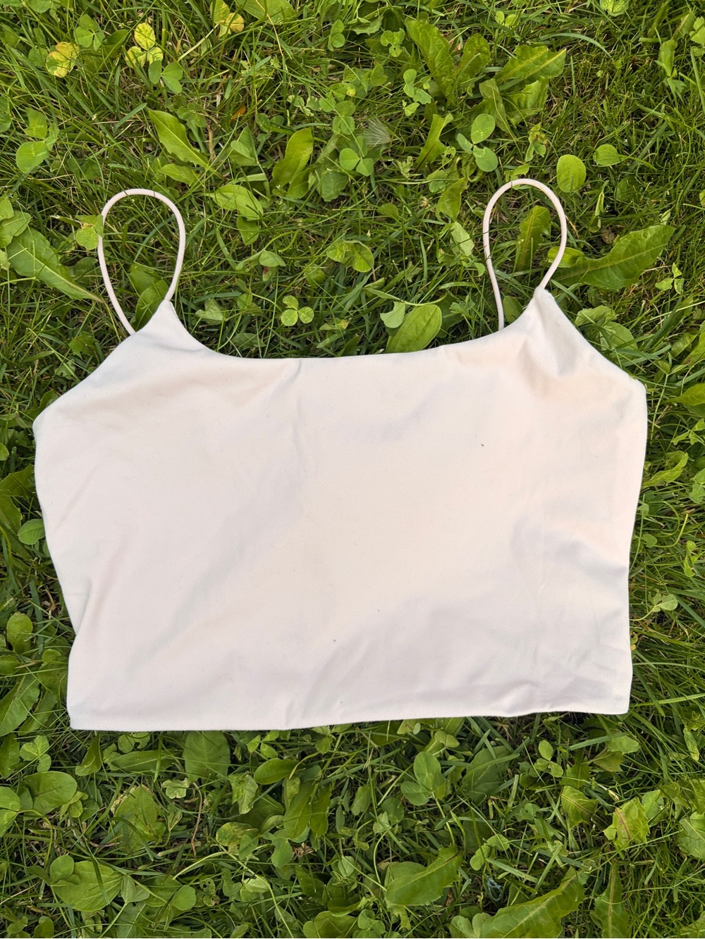 Garage Cream Spaghetti Strap Crop Tank